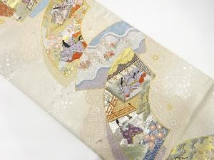 地紙に平安人物模様織り出し　袋帯